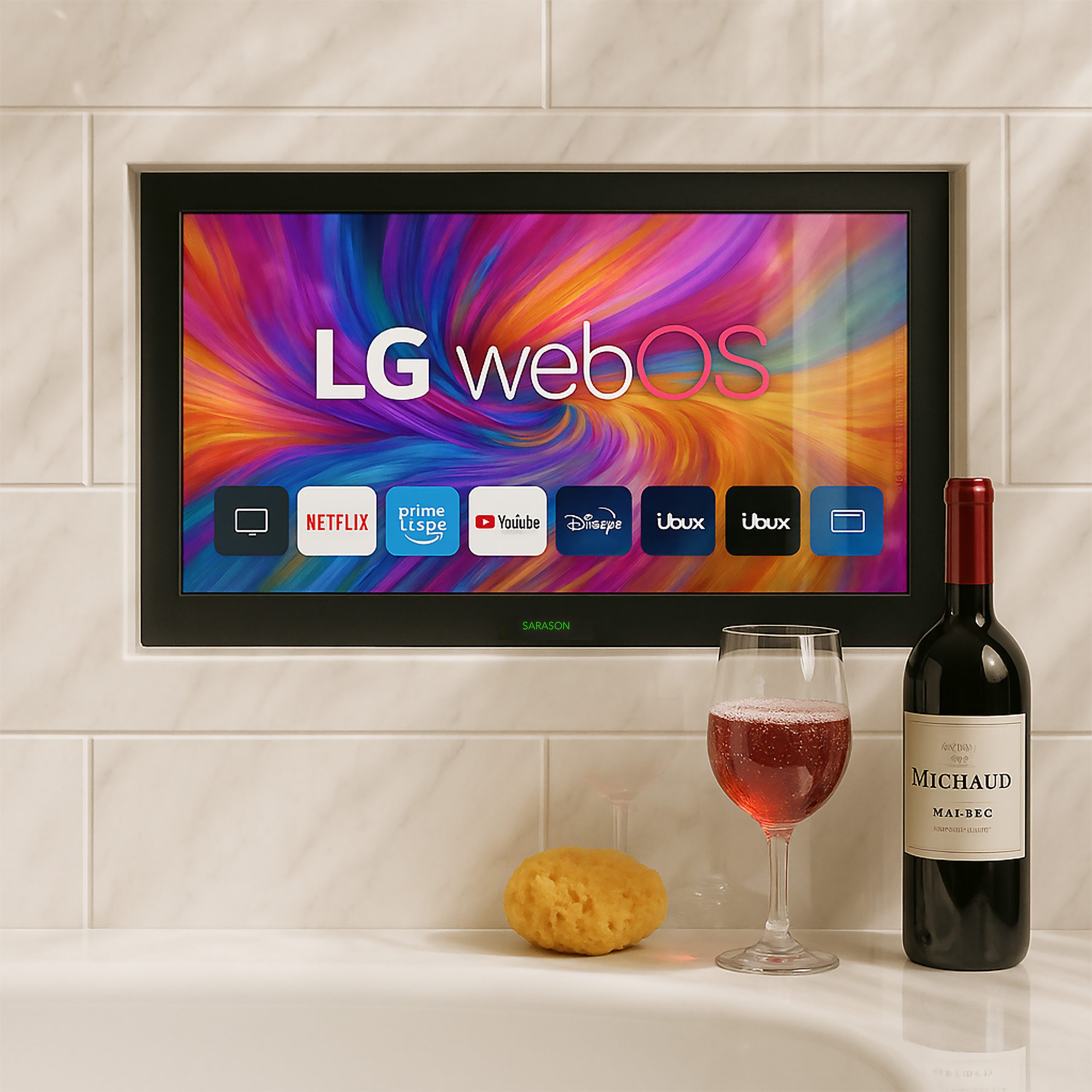 24″ Sarason LG webOS Smart Waterproof Black Bathroom TV LG Panel Exquisite - Image 2