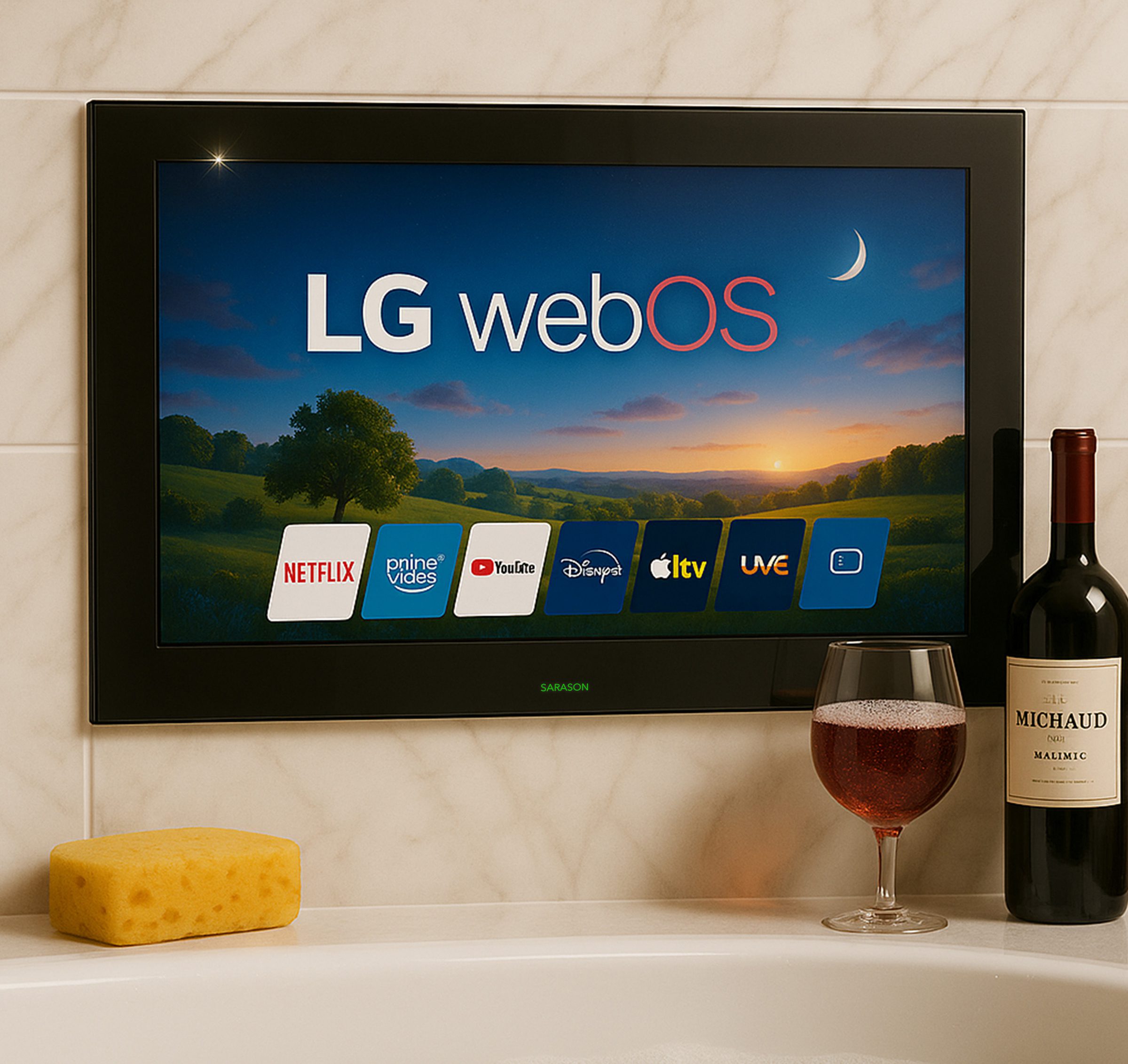 24″ Sarason LG webOS Smart Waterproof Black Bathroom TV LG Panel Exquisite - Image 5