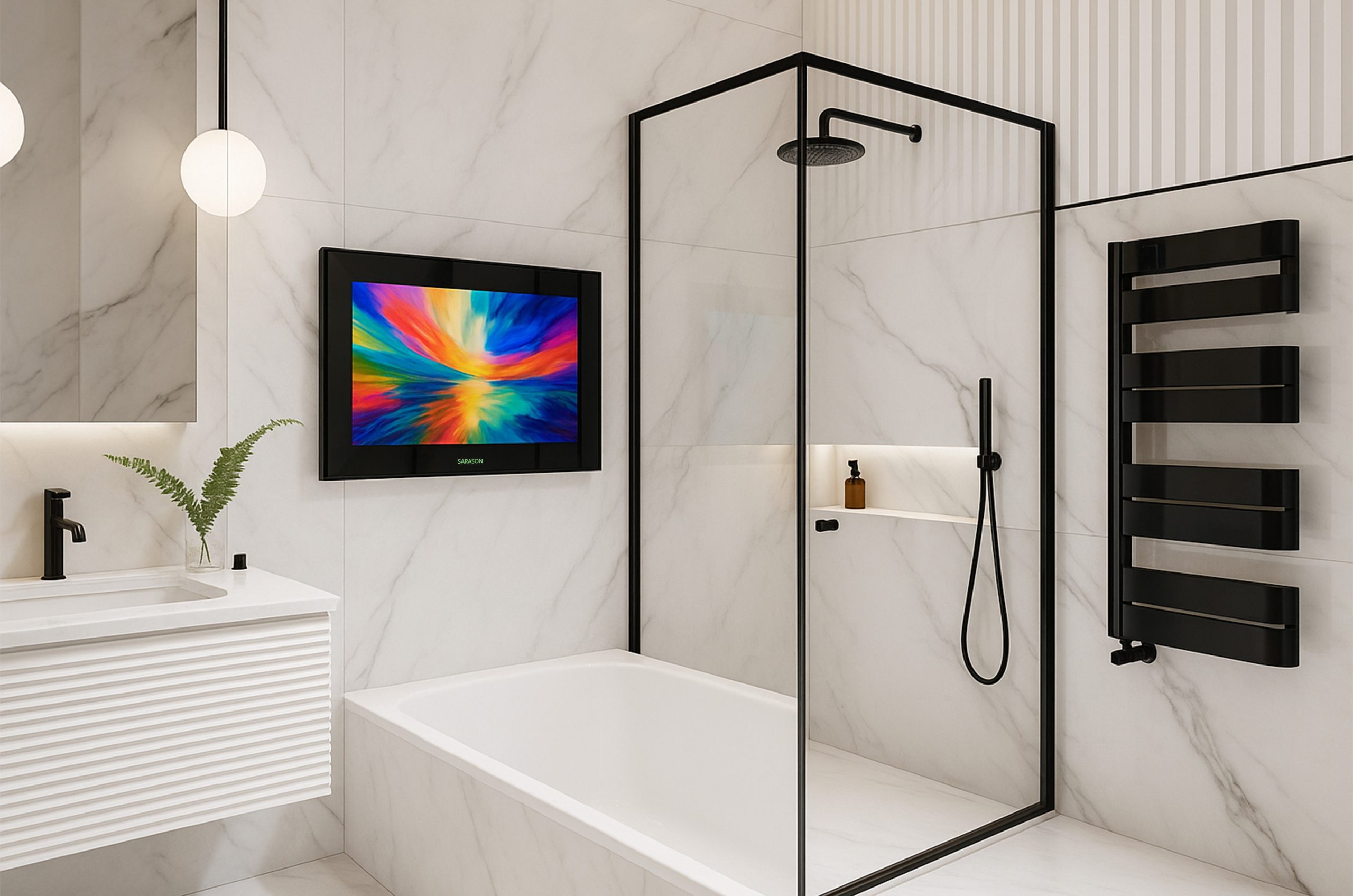 24″ Sarason LG webOS Smart Waterproof Black Bathroom TV LG Panel Exquisite - Image 3