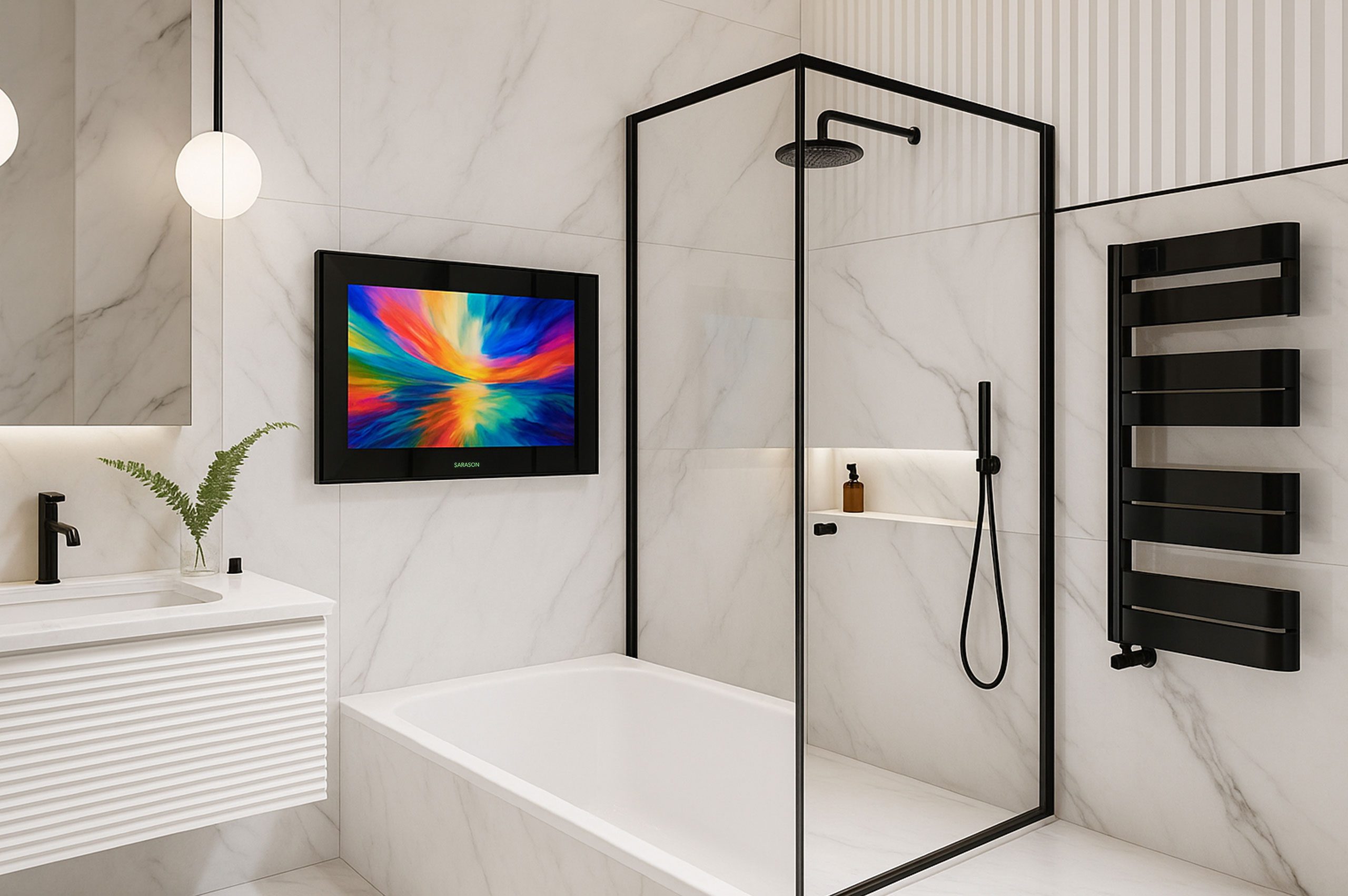 22″ 2026 LG webOS Smart Waterproof Black Bathroom TV LG Panel Exquisite